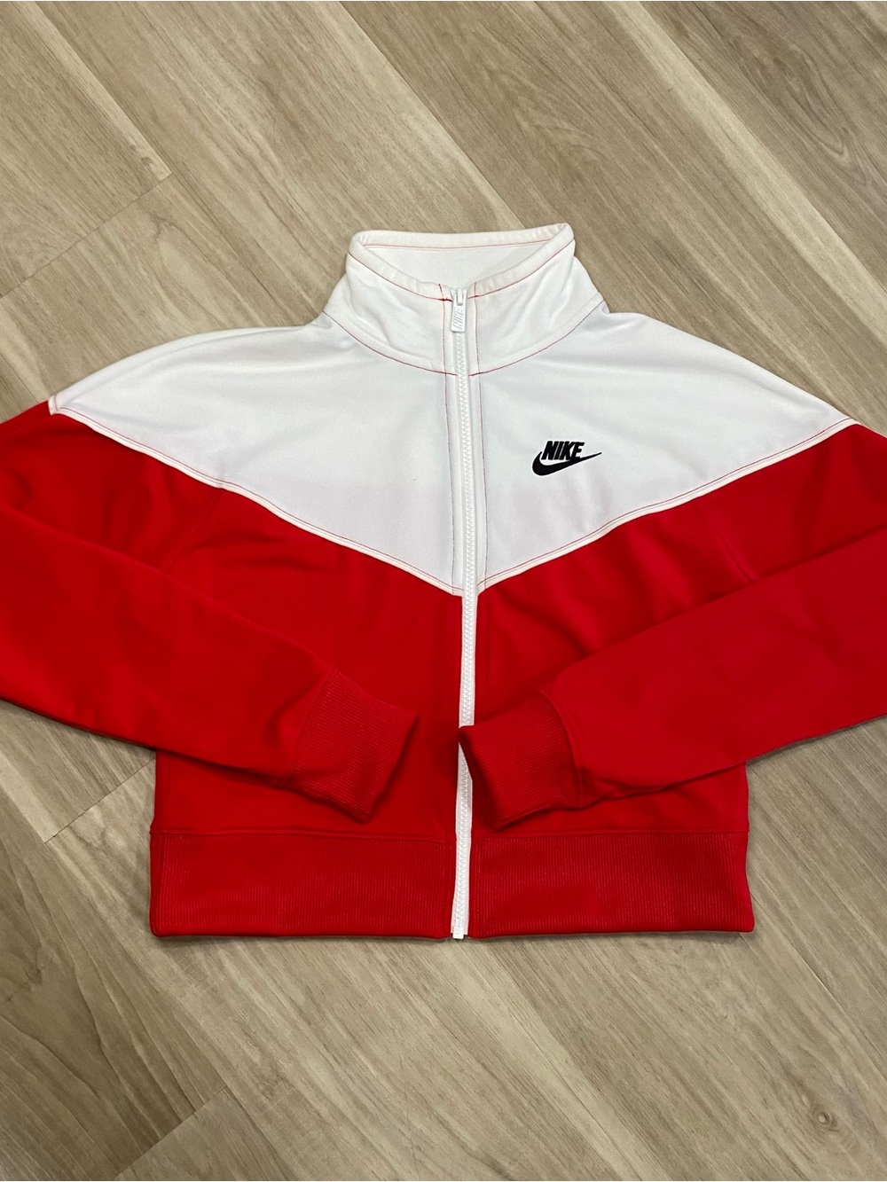 Nike White Track Jacket with Black Accents XS